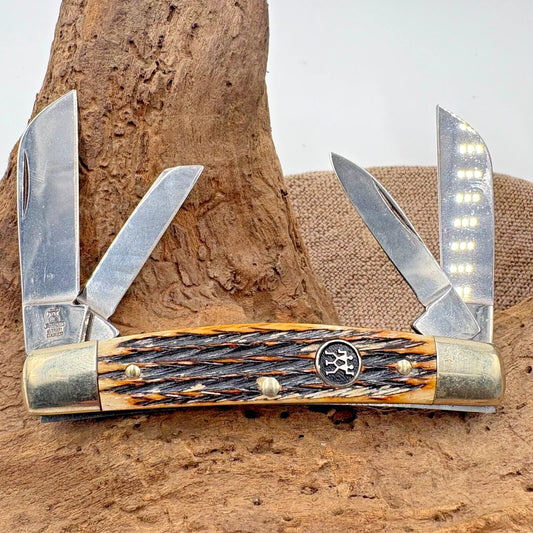 J.A. Henckels 4- blade Congress Jigged Bone Handles Pocket Knife Germany (129)