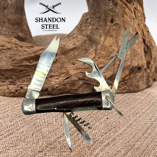 VINTAGE JAPANESE PICNIC MULTI BLADE FISHING POCKET KNIFE SURVIVAL KNIVES (35)