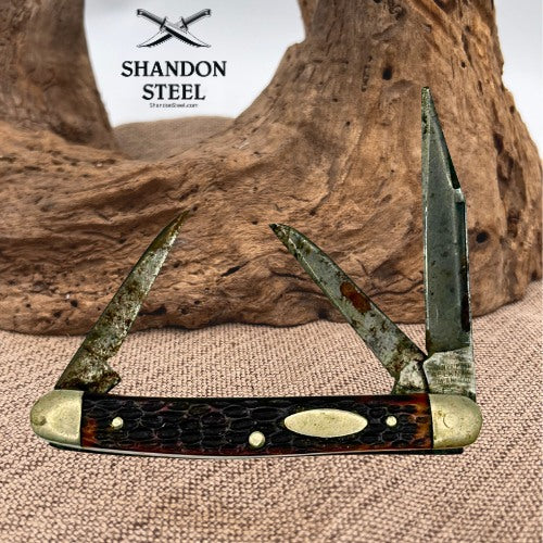 John Primble Belknap Hardware 3-Blade Stockman Vintage FoldingPocket Knife (167)