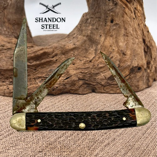 John Primble Belknap Hardware 3-Blade Stockman Vintage FoldingPocket Knife (167)