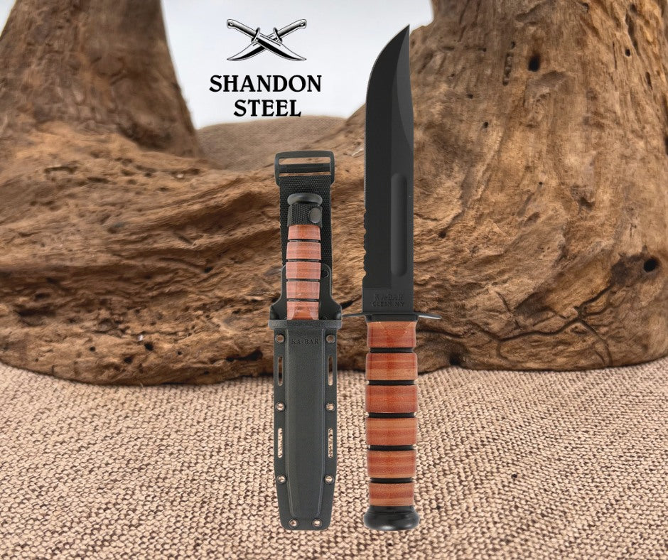 KA-BAR USA Kabar Olean NY #5018 USMC Combat Utility Knife Marines Serrated Edge