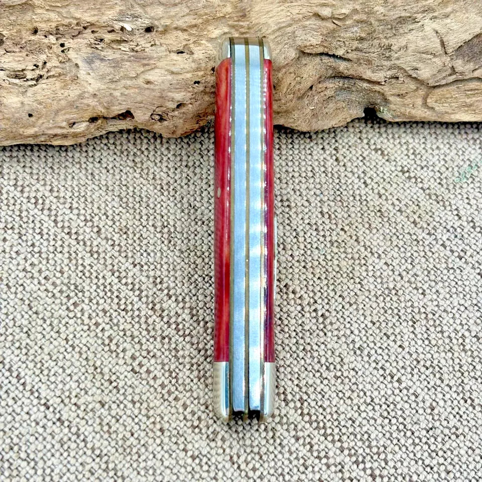 KABAR Rare Vintage Union Cutlery Razor Knife OHO89 One Arm Bandit 2 Blade Red (5)