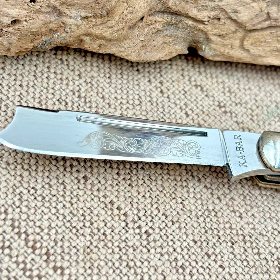 KABAR Rare Vintage Union Cutlery Razor Knife OHO89 One Arm Bandit 2 Blade Red (5)