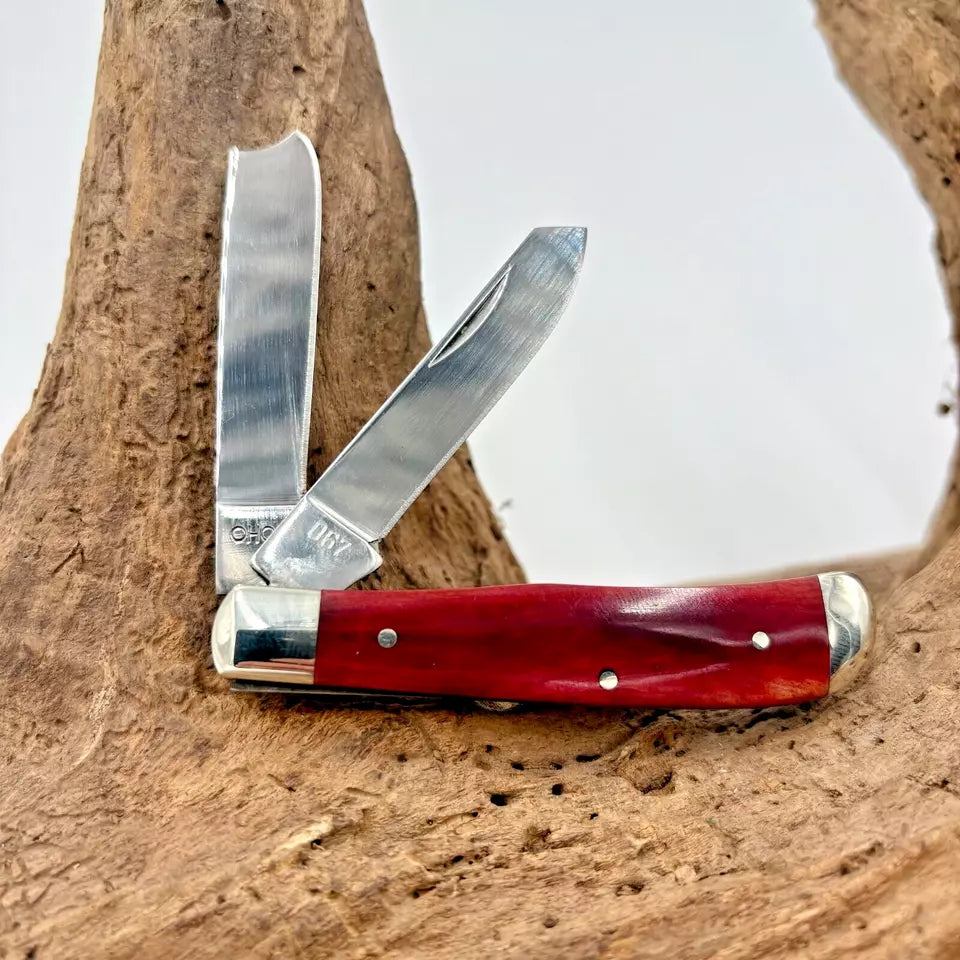KABAR Rare Vintage Union Cutlery Razor Knife OHO89 One Arm Bandit 2 Blade Red (5)