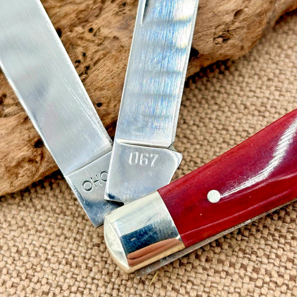 KABAR Rare Vintage Union Cutlery Razor Knife OHO89 One Arm Bandit 2 Blade Red (5)