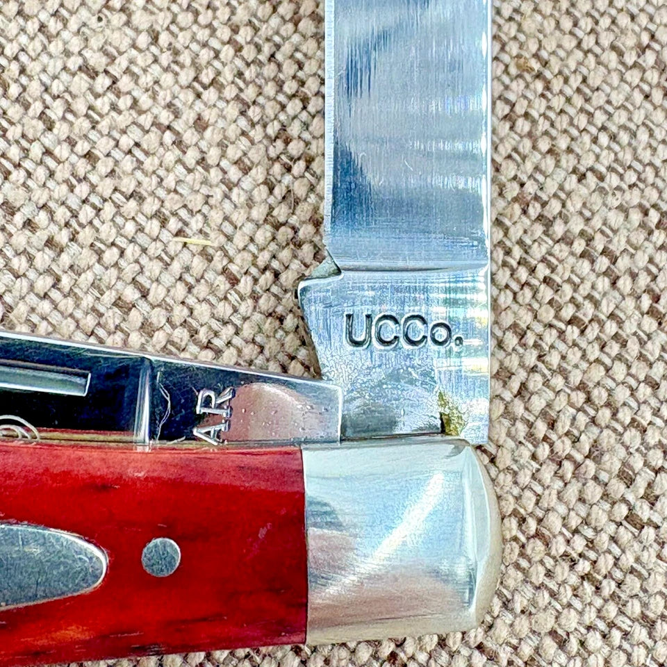 KABAR Rare Vintage Union Cutlery Razor Knife OHO89 One Arm Bandit 2 Blade Red (5)