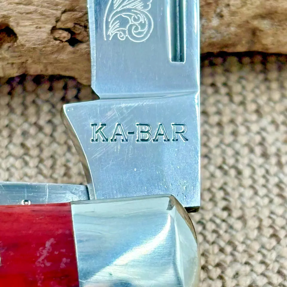 KABAR Rare Vintage Union Cutlery Razor Knife OHO89 One Arm Bandit 2 Blade Red (5)