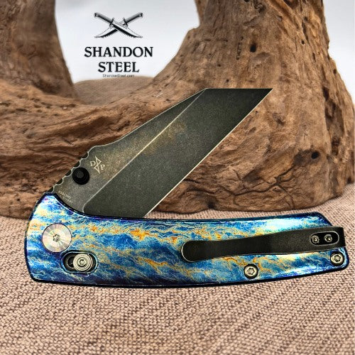 KANSEPT Main Street Thumb Studs/Crossbar Lock Knife Lightning Strike Titanium