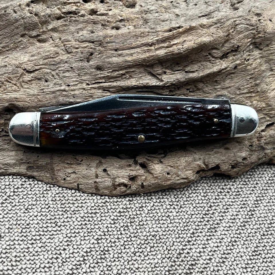 KUTMASTER Knife Made in Utica Ny Usa 3 Blade Stockman Jigged Delrin Handles (49)