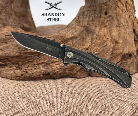 Kershaw Folding Pocket Knife 1303BW Blackwash Stainless Steel Linerlock Plain 70
