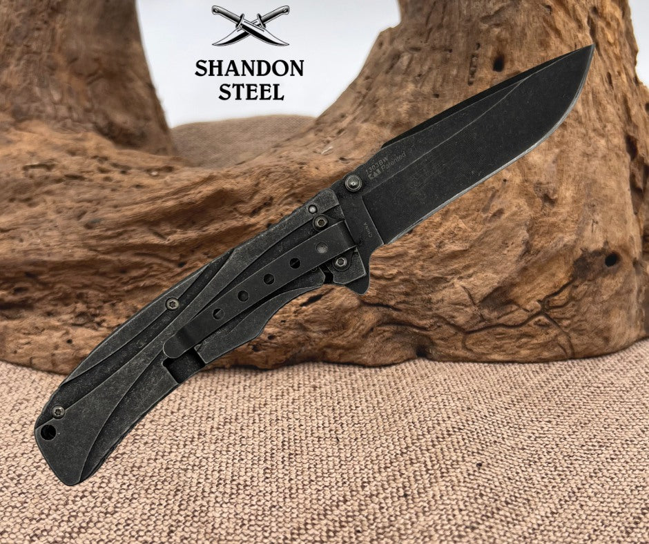 Kershaw Folding Pocket Knife 1303BW Blackwash Stainless Steel Linerlock Plain 70