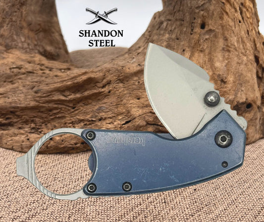 Kershaw Antic Navy Blue Stainless Handle 8CR13MoV Framelock Knife 8710 (108)