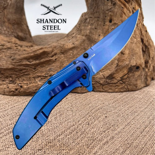 Kershaw Outright 8320 Blue/Black Drop Point Plain Edge Frame Lock Pocketknife 45