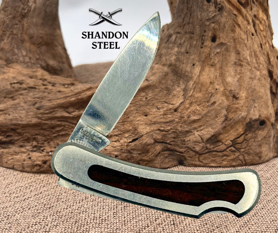 Kershaw Lock Back Drop Point Pocket Knife Oregon USA Kai Japan 2002 Wood (144)