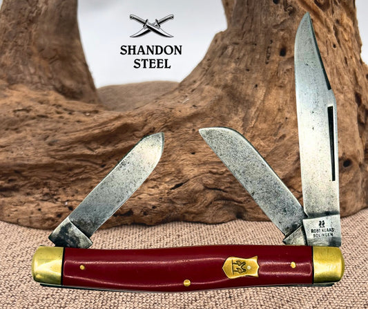 Robt Klaas Kissing Crane Red Smooth Synthetic Medium Stockman Pocket Knife (129)