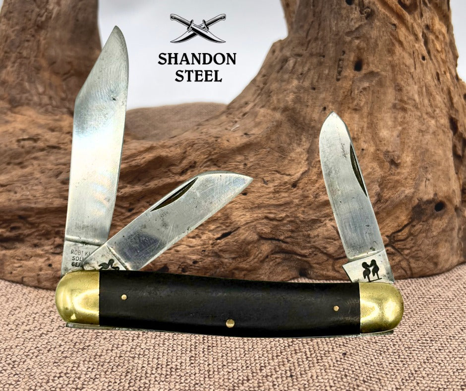 Robt Klass Kissing Crane 3 Blade Vintage Stockman Folding Pocket Knife (140)