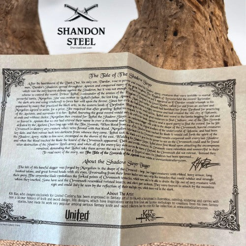 KIT RAE/UNITED CUTLERY "SHADOW SLAYER" VINTAGE 2000 FANTASY DAGGER KR2 BOX COA