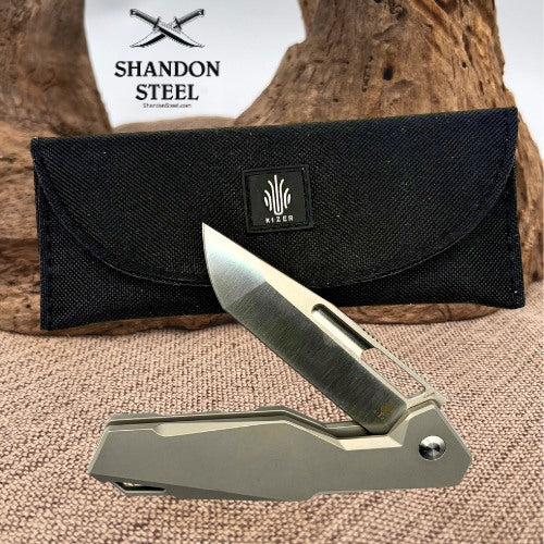 Kizer Beyond Frame Lock S35VN Pocket Knife Titanium (3.35" Satin) Ki3678A1 (148)