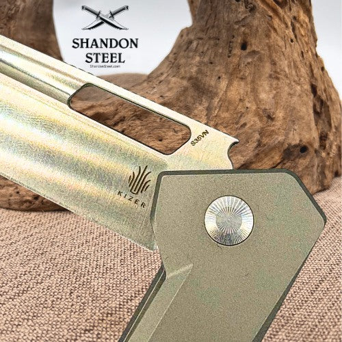 Kizer Beyond Frame Lock S35VN Pocket Knife Titanium (3.35" Satin) Ki3678A1 (148)