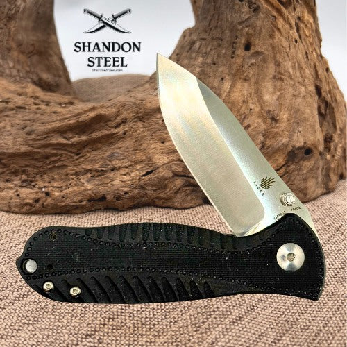 Kizer Hunter BLACK G10 154CM Plain Drop Point Liner Lock Manual Pocketknife -200