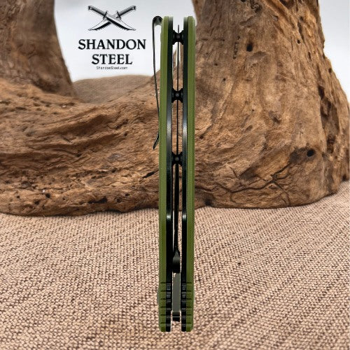Kizer Sheepdog XL C01C Folding Pocket Knife Black D2 Blade Sheepsfoot Green G10