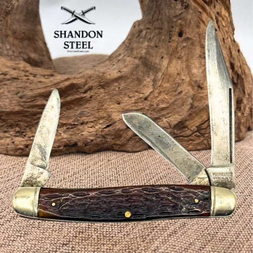 Kutmaster Utica N.Y. USA 3 Blade Stockman Vintage Folding Pocket Knife (198)