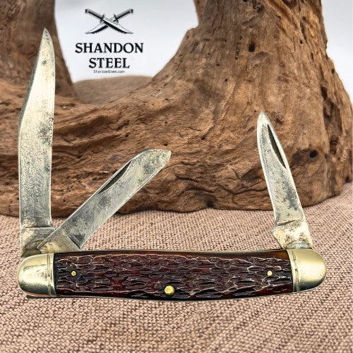 Kutmaster Utica N.Y. USA 3 Blade Stockman Vintage Folding Pocket Knife (198)