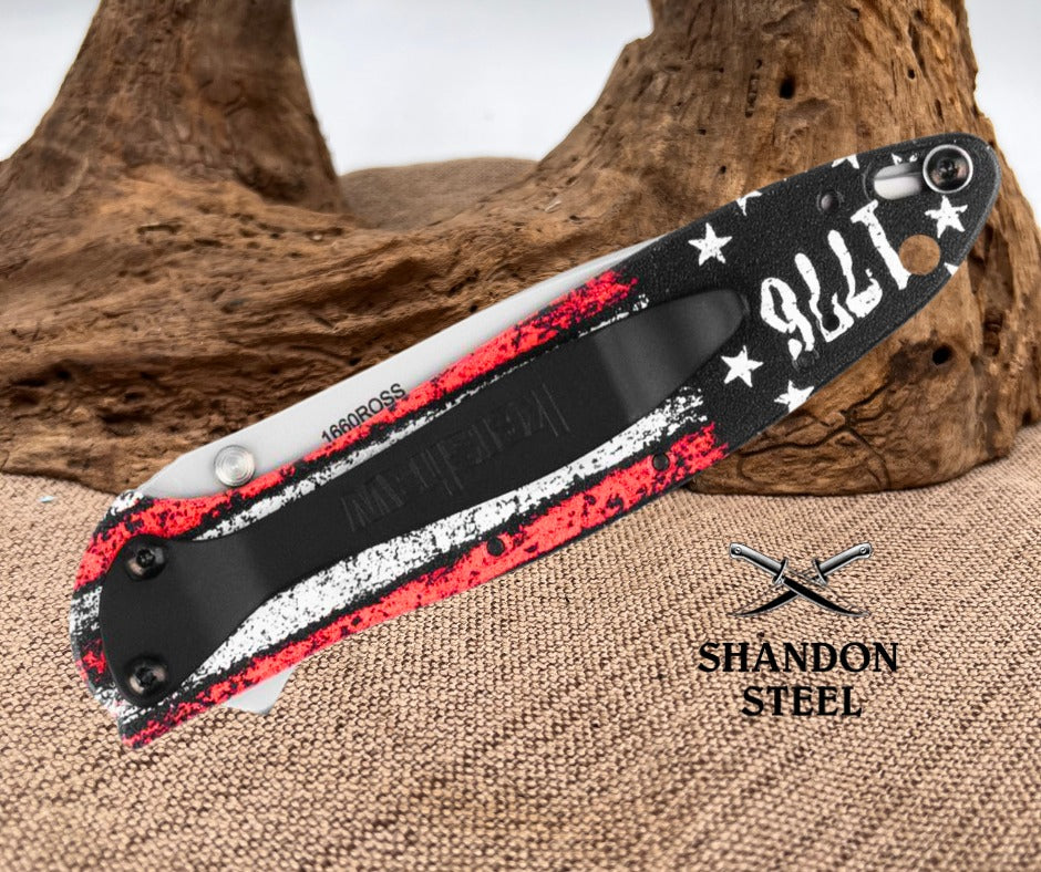 KERSHAW USA KS1660ROSS Spring Open Assisted 1776 Flag Folding Pocket Knife NEW