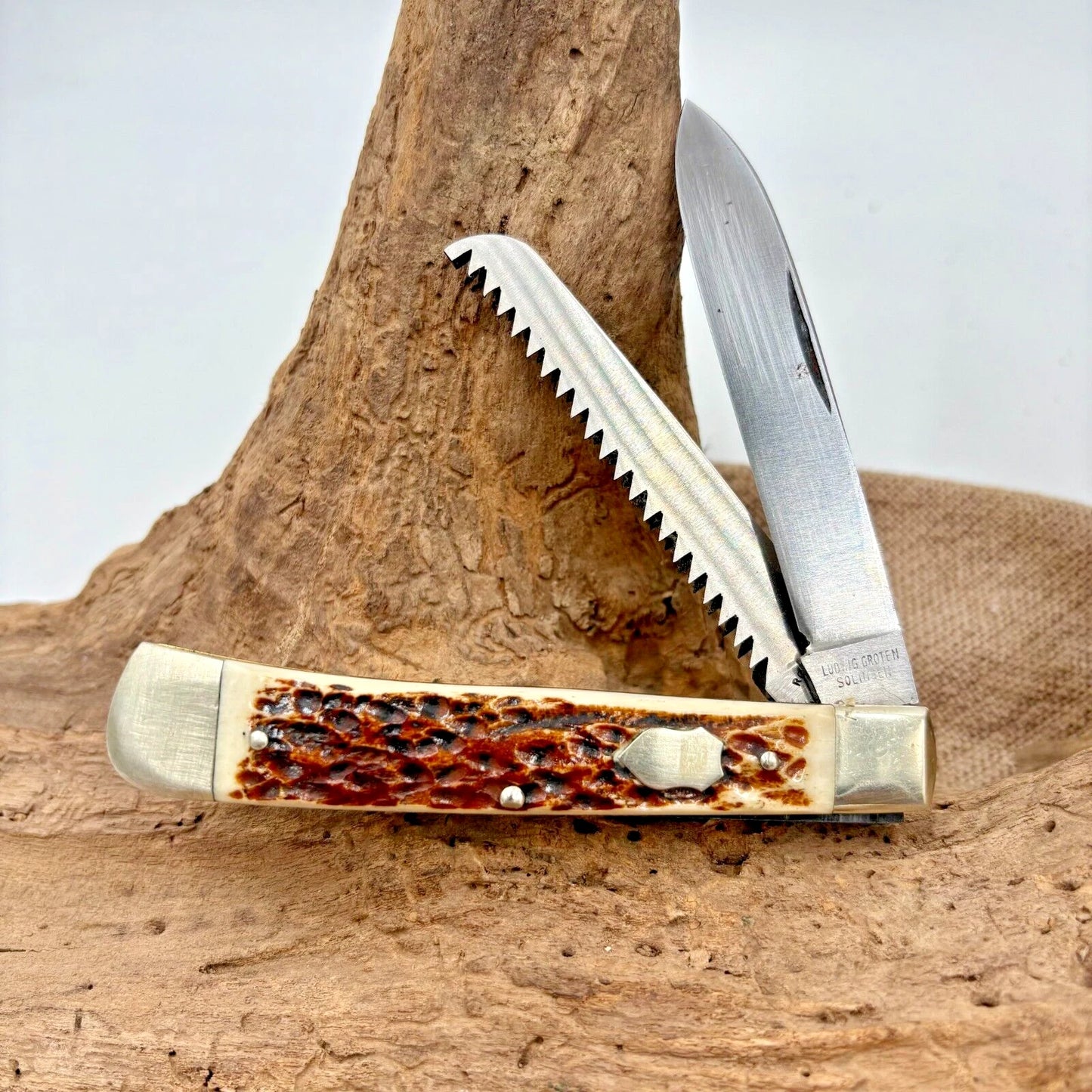 Ludwig Groten Knife Two Blade Trapper Pocket Knife Solingen Germany Saw (169)