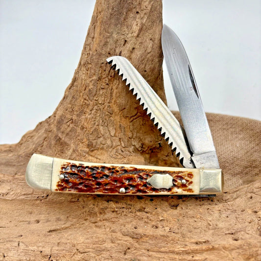 Ludwig Groten Knife Two Blade Trapper Pocket Knife Solingen Germany Saw (169)
