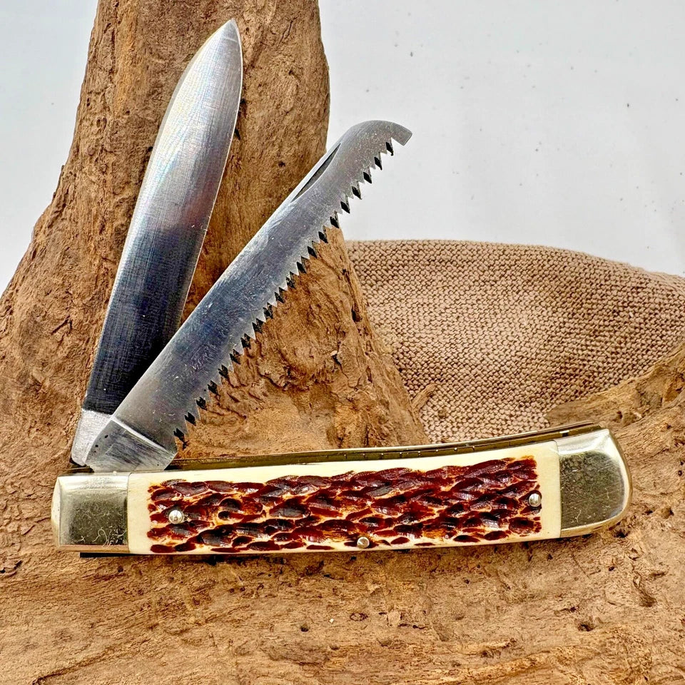 Ludwig Groten Knife Two Blade Trapper Pocket Knife Solingen Germany Saw (169)