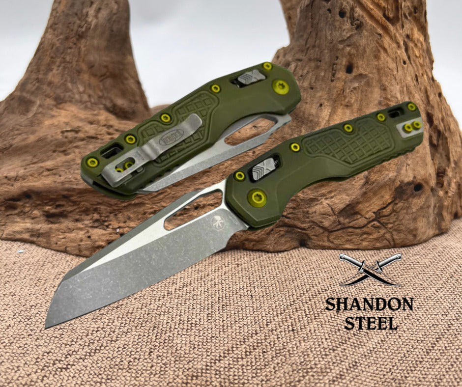 Microtech Knives MSI RAM LOK Distressed Grenade Green Frag Aluminum & Apocalyptic M390MK 210-10FRDGG-U25