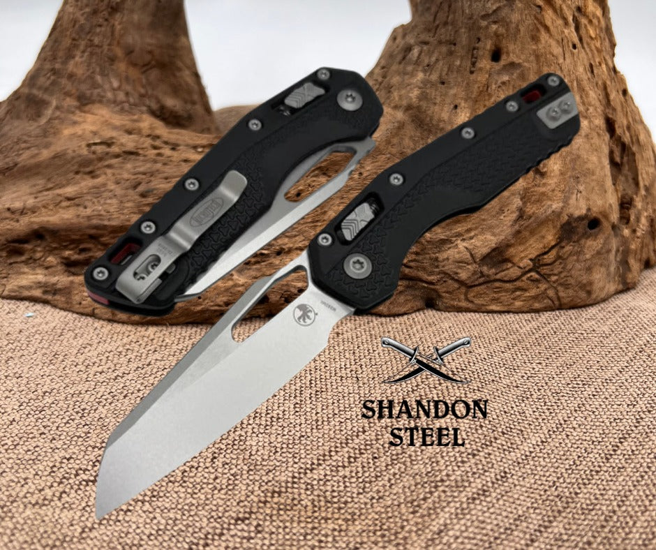 Microtech Knives MSI RAM LOK Black Polymer Injection Molded w/ Blue Back Strap & M390MK 210T-10PMBK-A1
