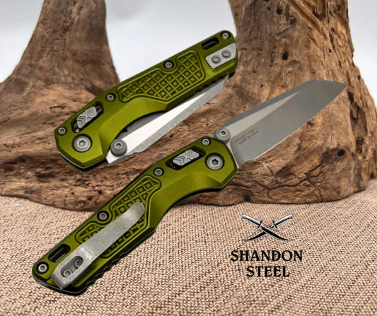 Microtech MSI RAM LOK Mini OD Green Frag Aluminum Handles w/ Apocalyptic M390MK 210M-10APFROD