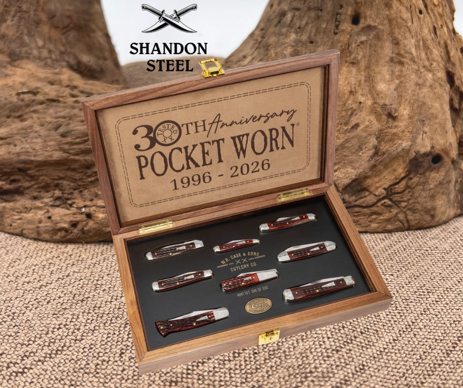 Case XX™ Pocket Worn 30th Anniversary 55238 Mahogany Bone Stainless 8-Knife Mint Set