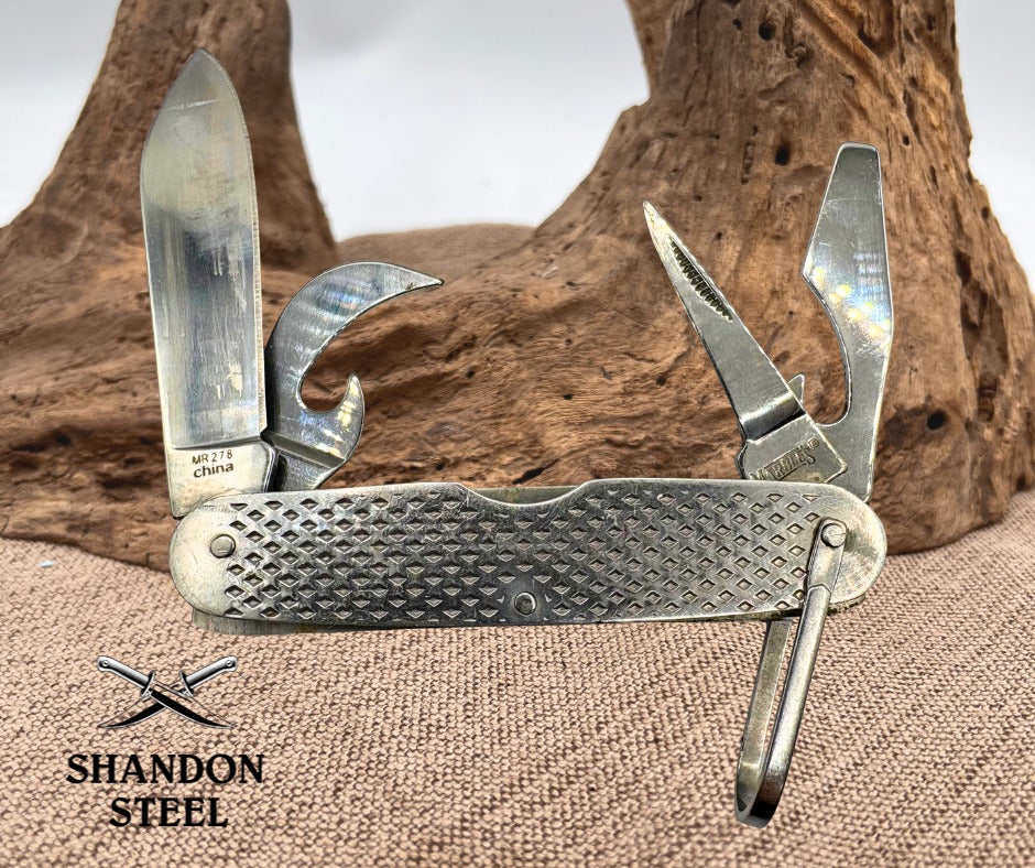 Marbles US GI Utility Scout Stainless Pocket Knife Steel Handle with Bail (142)