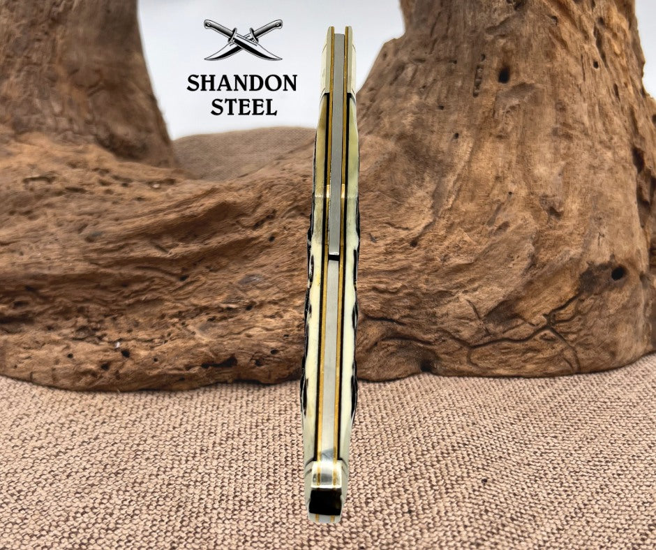 Marbles Cheetah Folding Lock Back Folding Knife Imitation Stag handles (22)