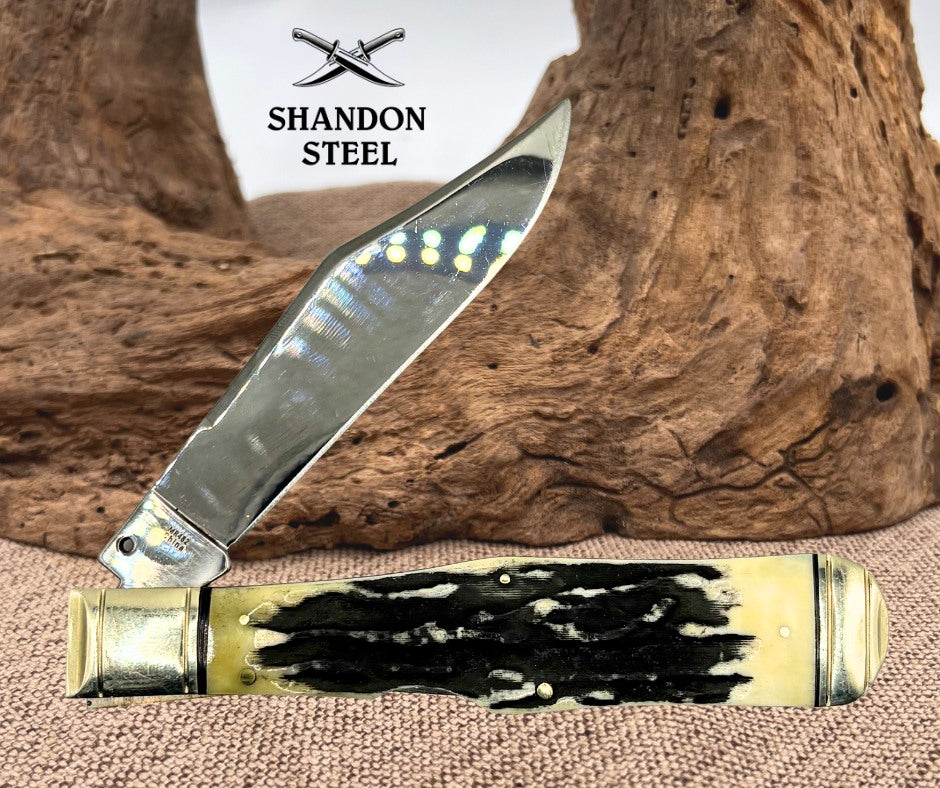 Marbles Cheetah Folding Lock Back Folding Knife Imitation Stag handles (22)