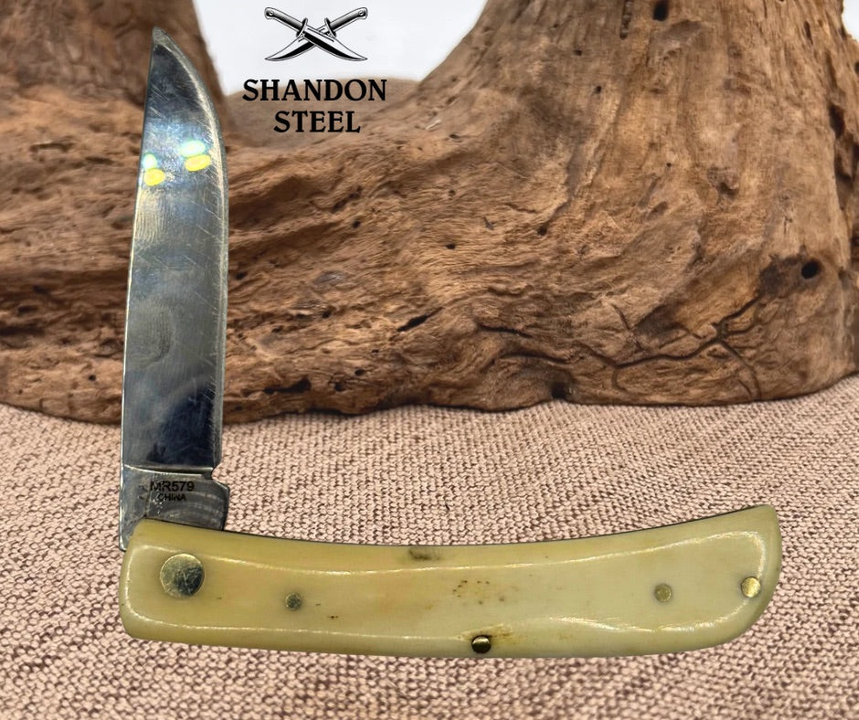 Marble's White Smooth Bone Work Knife 3 3/4" Single Blade Pocket Knife MR579 -14