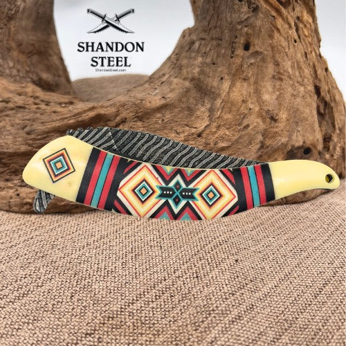 Masters Collection Native American Southwest Design Feather Pocket Knife (107)