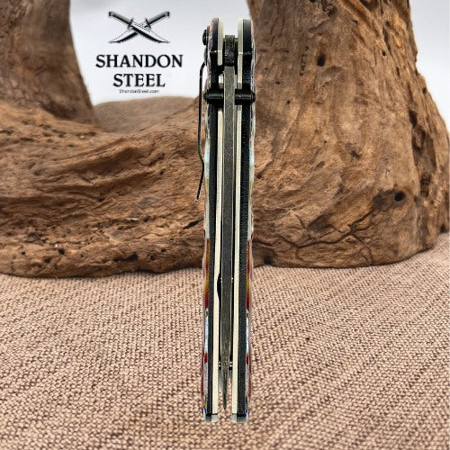 Masters Collection Wild Horses Spring Assisted Drop Point Knife MC-A031 (208)