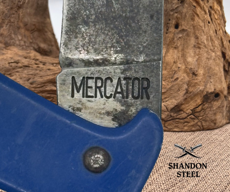 MERCATOR BLUE “LFS INC BELLINGHAM” FOLDING CARBONSTEEL POCKET KNIFE GERMANY (13)