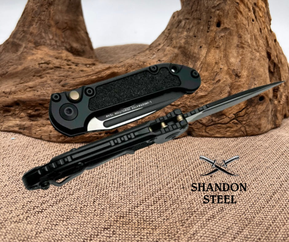 Microtech LUDT BLACK BLADE STD BLACK HANDLE 1135-1T