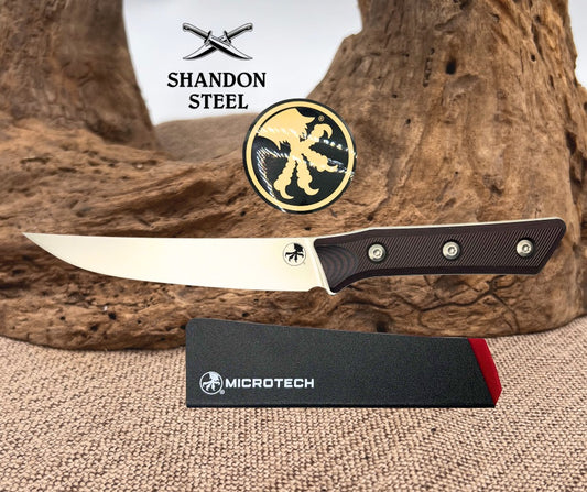 Microtech Boning Knife Black Cherry G-10 Handle w/ Stonewash M390MK 3100-10BC
