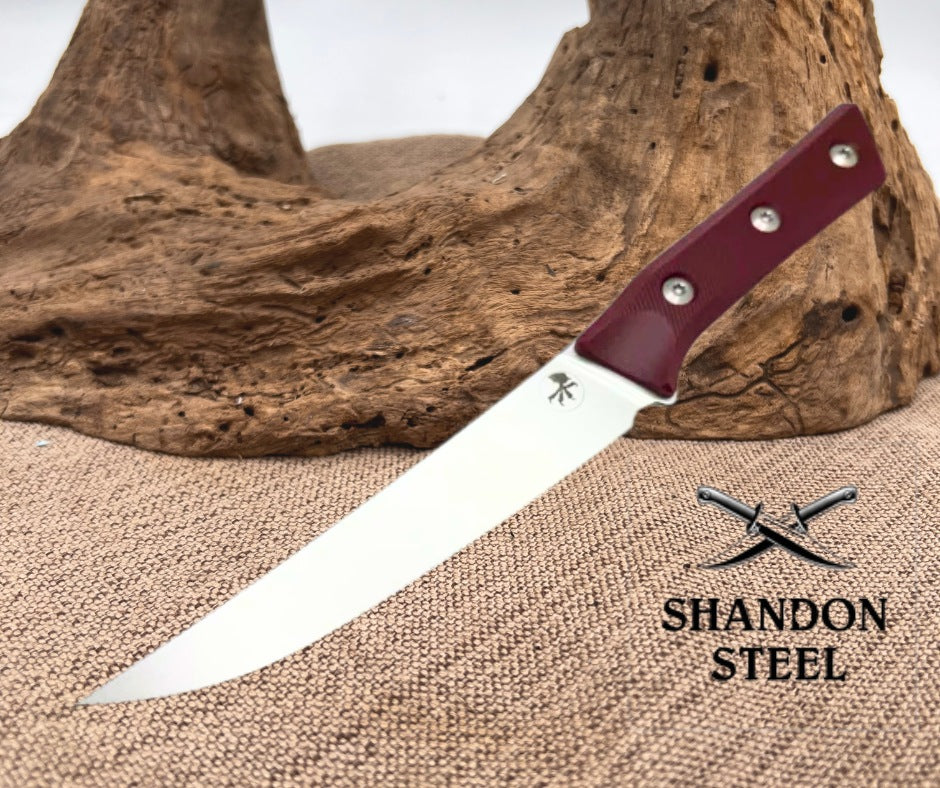 Microtech Boning Knife Merlot G-10 Handle w/ Stonewash M390MK 3100-10MR