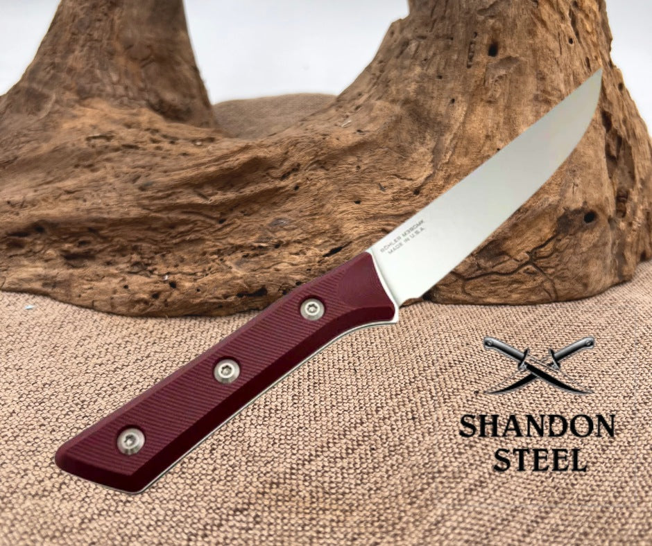 Microtech Boning Knife Merlot G-10 Handle w/ Stonewash M390MK 3100-10MR