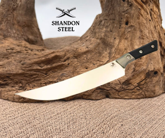Microtech Butcher Knife Black G-10 Handle w/ Titanium Bolsters & Stonewash M390MK 3800B-10BK