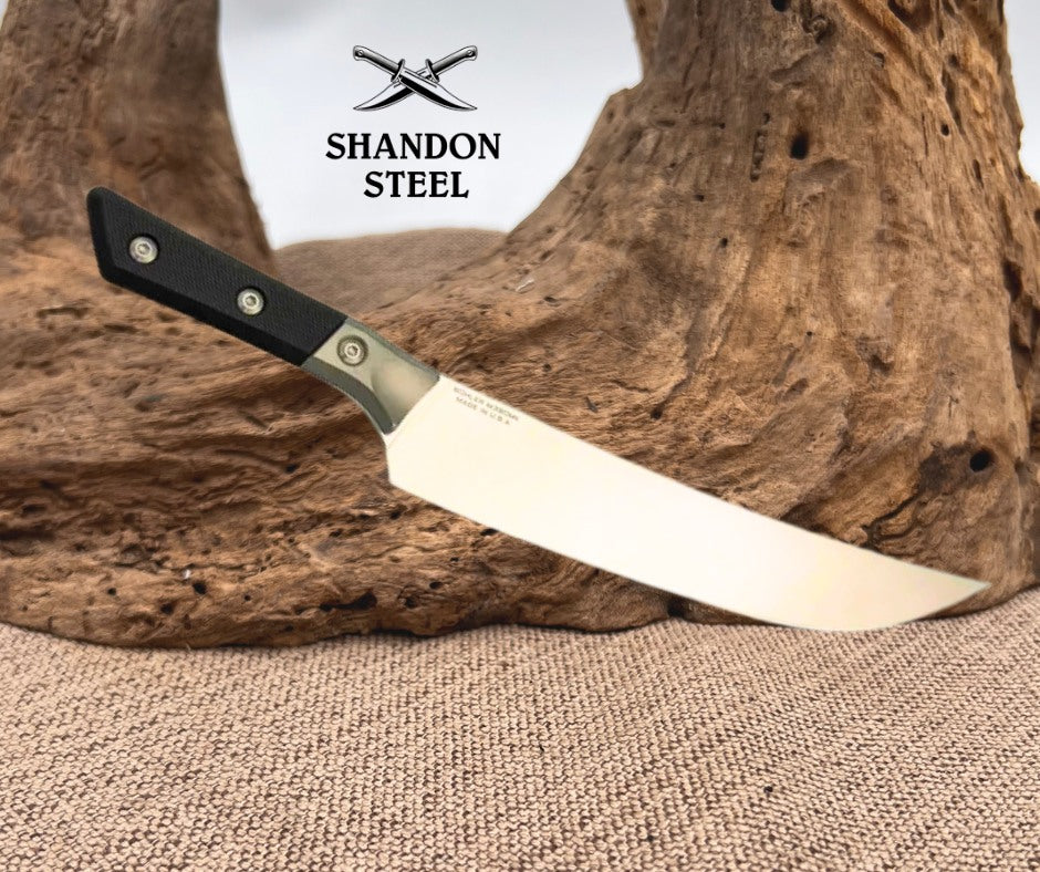 Microtech Butcher Knife Black G-10 Handle w/ Titanium Bolsters & Stonewash M390MK 3800B-10BK