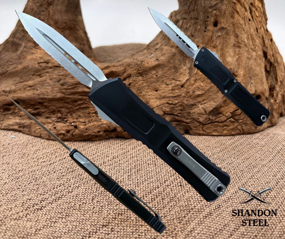 Microtech: COMBAT TROODON LT D/E - STONEWASH FULL SERR (1142-12)*