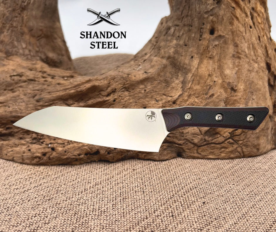 Microtech Chef's Knife Black Cherry G-10 Handle w/ Stonewash M390MK 3000-10BC